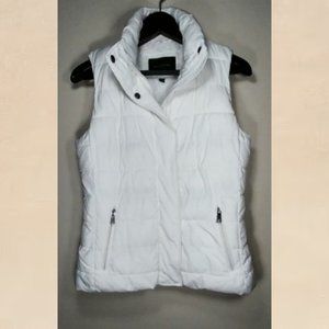 Banana Republic White Puffer Vest XS Full Zip Snap Buttons Travel Trendy Work